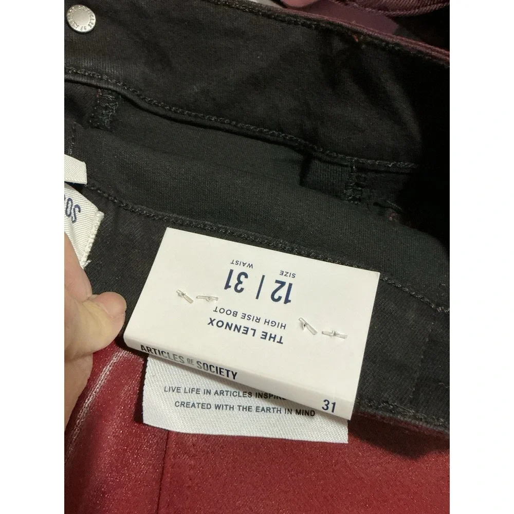 Articles Of Society Lennox High Rise Boot Cut Jeans/pants 12/31 Stretch Burgundy
